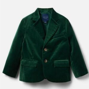 Velvet emerald Green Party pant + Blazer set. Janie & Jack.